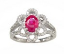 LDS OV RUBY & DIAMOND FLOWER RING