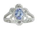 LDS OV TANZANITE & DIAMOND FLOWER RI