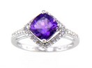 LDS ANT CUSH AMETHYST & DIAM0ND RING