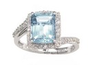 LDS E/C BLUE TOPAZ & DIAMOND RING