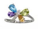 LDS MULT COLOR & DIA BUTTERFLY RING