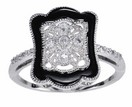 LDS SPECIAL CUT ONYX & DIAMOND RING