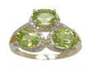 LDS THREE OVAL PERIDOT & DIAMOND RIN