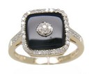 LDS BLACK ONYX & DIAMOND RING