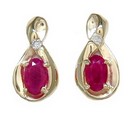 LDS OVAL RUBY & DIAMOND EARRINGS