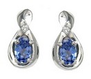 LDS OVAL TANZANITE  & DIAMOND EARRIN