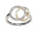 LDS TWO TONE DOUBLE CIRCLE DIA RING