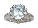 LDS OVAL AQUA RING WITH DIAMONDS