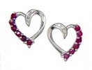 LDS HEART SHAPE RUBY & DIAMOND EARRI