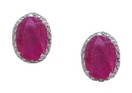 LDS OVAL RUBY & DIAMOND EARRINGS