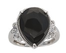 LDS P/S FACETED ONYX & DIAMOND RING