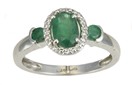 LDS RD,OVAL EMERALD & DIAMOND RING