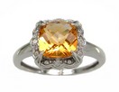 LDS CITRINE & DIAMOND RING 0.04CT