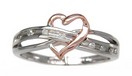 LDS HEART TWO TONE RING  0.07CT