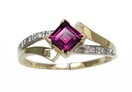 LDS SQ GRAPE GARNET & DIAMOND RING