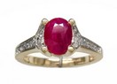 LDS OVAL RUBY & DIAMONDS RING  0.15C