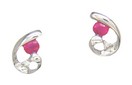 LDS RUBY & DIAMOND EARRINGS