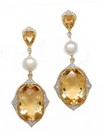 LDS OV CITRINE & PEARL W/DIAMOND EAR