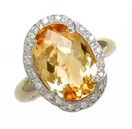 LDS OV CITRINE & DIAMOND RING