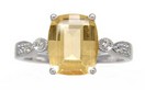 LDS ROLL TOP CITRINE & DIAMOND RING