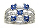 LDS RD SAPPHIRE RING W/DIAMOND