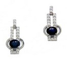 LDS OV SAPPHIRE & DIAMOND EARRINGS