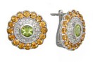 LDS RD PERIDOT & CITRINE W/DIAMOND E