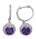 LDS ROUND AMETHYST & DIAMONDS EARRIN