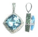 LDS BLUE TOPAZ/TSAVORITE & DIAMOND P