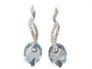 LDS BLUE TOPAZ & DIAMOND EARRINGS