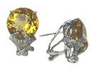 LDS ROUND CITRINE & DIAmond EARRINGS