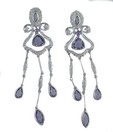 LDS LONG DROP AMETHYST & DIAMOND EAR