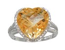 LDS H/S C/B CITRINE & DIAMOND RING