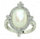 LDS MOTHER OF PEARL & DIAMOND RING