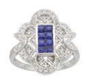 LDS P/C SAPPHIRE & DIAMOND RING