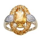 LDS OV & RD CITRINE RING WITH DIAS