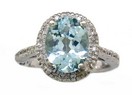 LDS OVAL AQUA  AND DIAMOND RING