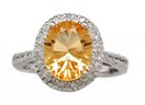 LDS OVAL CONCAVE CITRINE AND DIAMOND