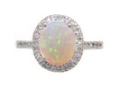 LDS OVAL OPAL AND DIAMOND RING