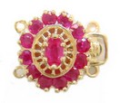 LDS RUBY SLIDE CLASP W/1 OVAL & 12 R