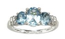 LDS 3 STONE OV AQUA & 2 DIA RING