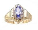 LDS MQ TANZANITE & DIAMOND RING