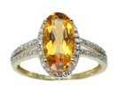 LDS OV CITRINE & DIAMOND RING