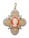 LDS OV CAMEO & DIAMOND PENDANT