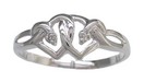 LDS DOUBLE HEART RING W/2 DIAMONDS