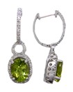 LDS OVAL PERIDOT & DIAMOND EARRINGS