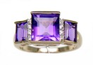 LDS SQ AMETHYST & DIAMOND RING