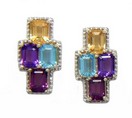 LDS E/C MULTI SEMI PRECIOUS EARRINGS