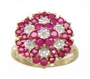 LDS RUBY & DIAMOND FLOWER RING