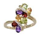 LDS DOUBLE BUTTERFLY MULT COLOR RING